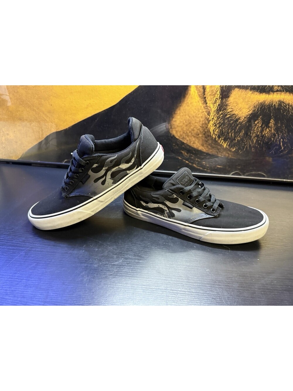Vans Atwood Faded Flame Black Gray Men’s Size 12 Low Top Skate Shoes